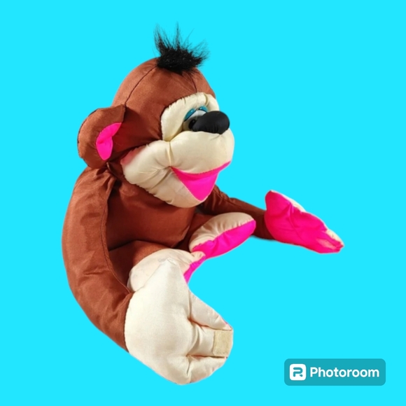 Vintage 1994 Fisher Price "Chattering Chimps" Plush 12" BROWN MONKEY Toy - Picture 4 of 8
